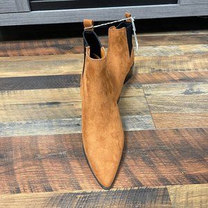 New A New Day Gwen Cognac Low Shaft Pointed Toe Ankle Heeled Boots